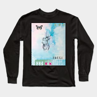 Picture of an original painting, Deer blue Long Sleeve T-Shirt